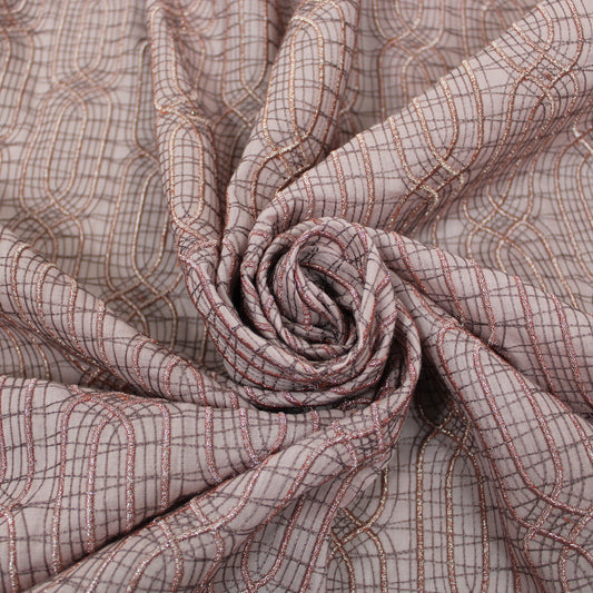 Tissu voile coton brodé - motif géométrique - vieux rose - photo 1/5 | So Tissus