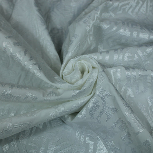 Tissu popeline de coton brodé - blanc - photo 1/5 | So Tissus