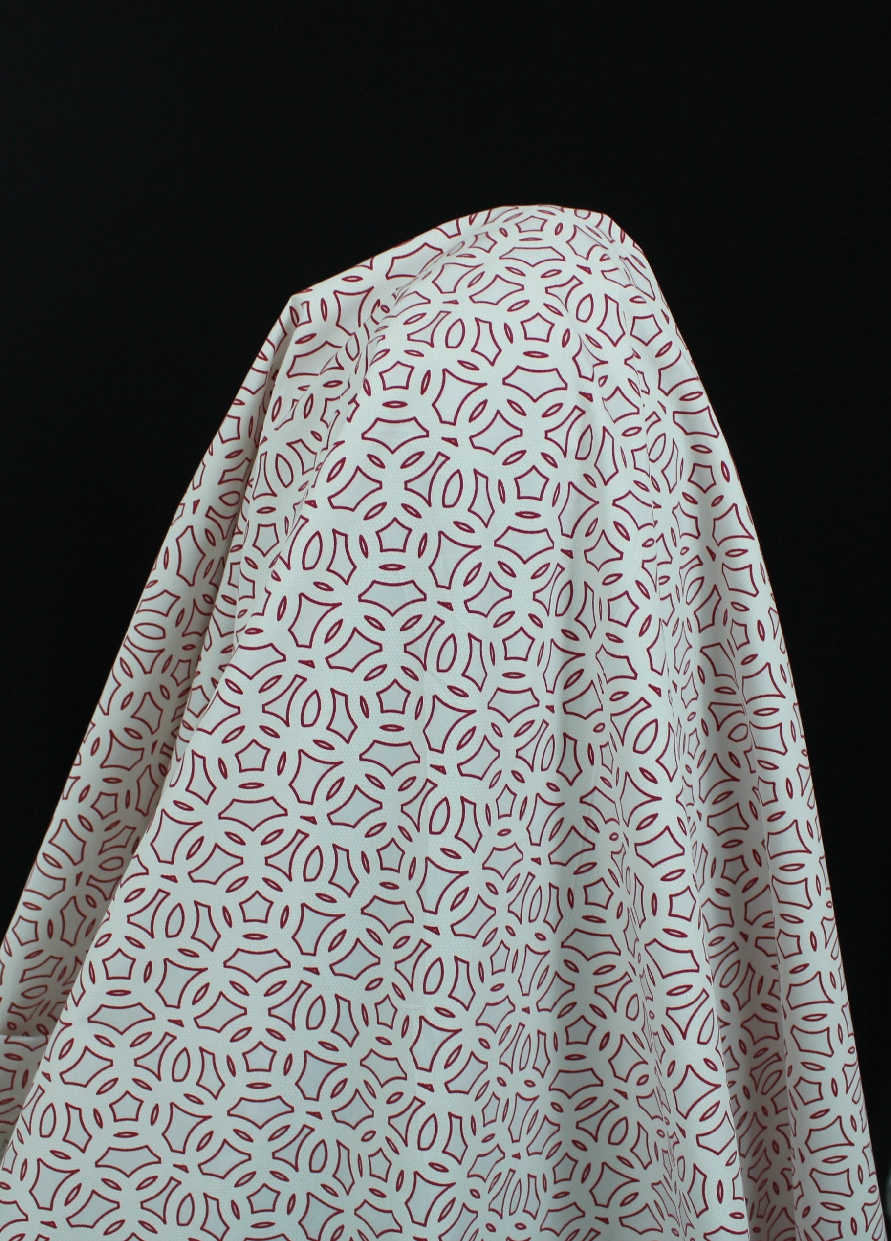 Tissu popeline de coton imprimé cercle - blanc et framboise - photo 3/5 | So Tissus