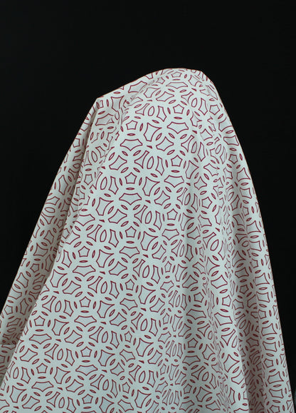 Tissu popeline de coton imprimé cercle - blanc et framboise - photo 3/5 | So Tissus