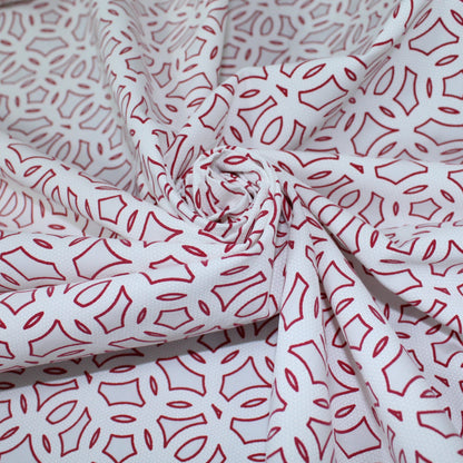 Tissu popeline de coton imprimé cercle - blanc et framboise - photo 1/5 | So Tissus