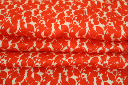 Tissu viscose - imprimé fleuri - ton orange - photo 2/5 | So Tissus