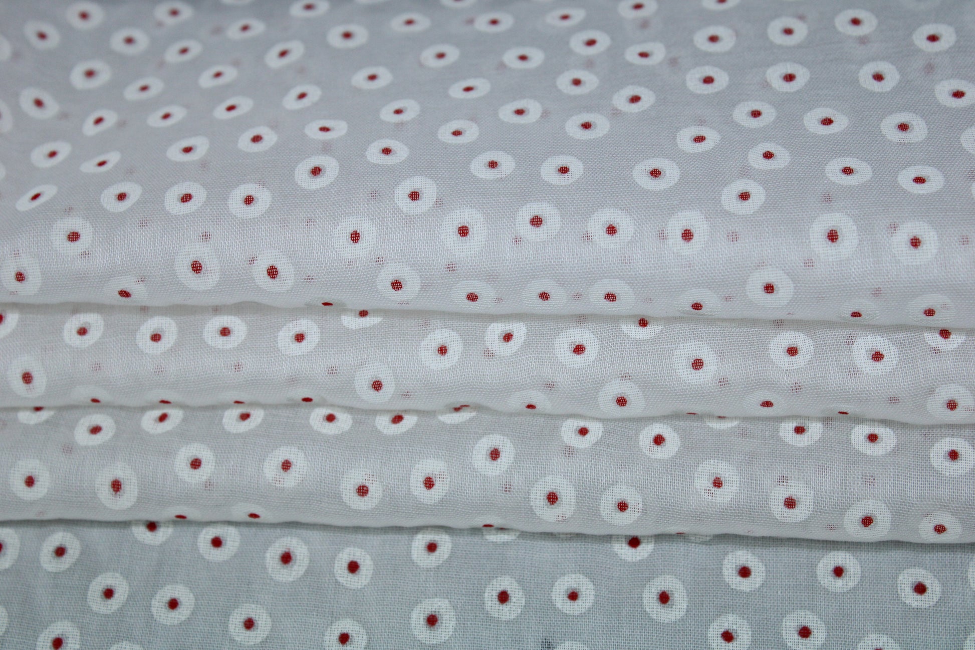 Tissu voile de coton - imprimé à pois - rouge et blanc - photo 2/5 | So Tissus