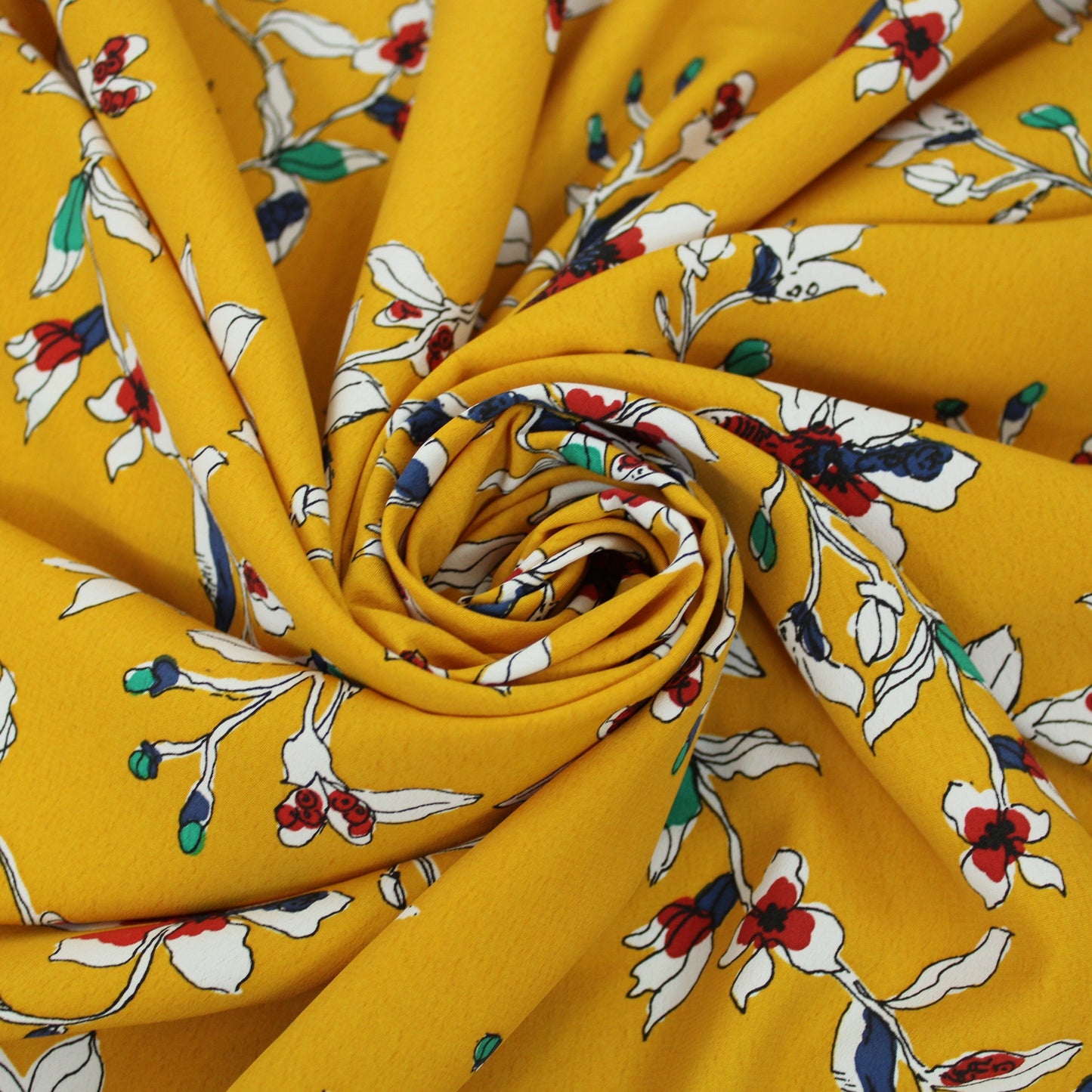 Tissu crêpe - imprimé fleuri - ton safran - photo 1/5 | So Tissus
