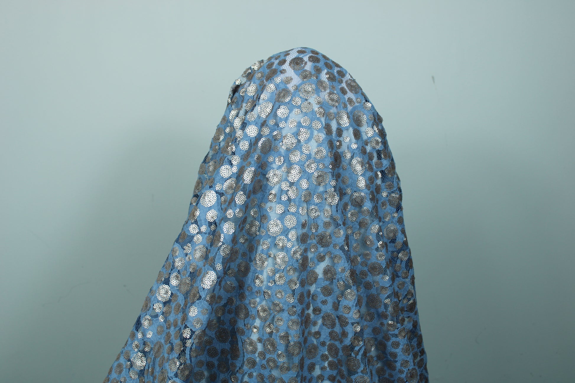 Tissus dentelle à paillettes - bleu ciel - photo 3/5 | So Tissus
