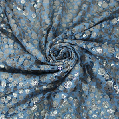Tissus dentelle à paillettes - bleu ciel - photo 1/5 | So Tissus