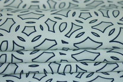 Tissu popeline de coton imprimé cercle - blanc et bleu - photo 2/5 | So Tissus