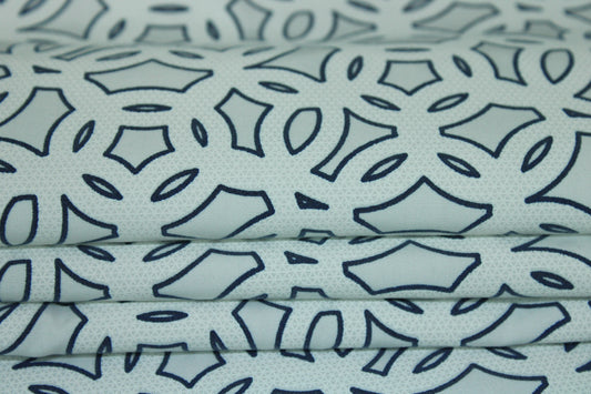 Tissu popeline de coton imprimé cercle - blanc et bleu - photo 2/5 | So Tissus