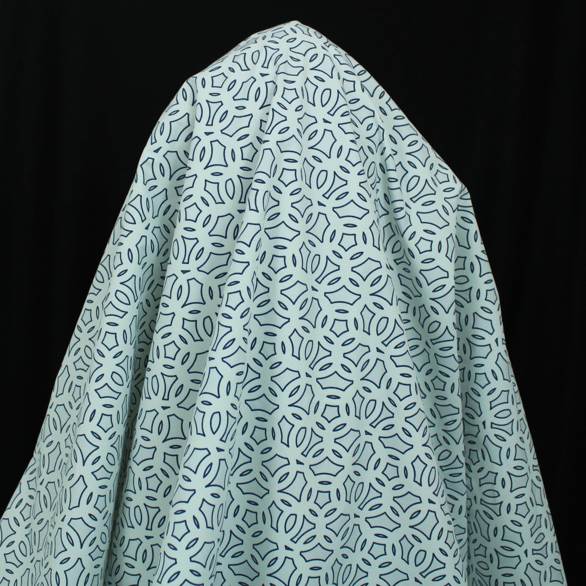 Tissu popeline de coton imprimé cercle - blanc et bleu - photo 3/5 | So Tissus