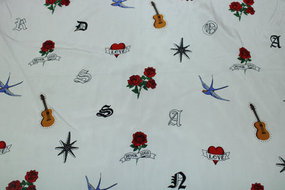 Tissu crêpe de chine 100% soie - imprimé tatouages - photo 3/4 | So Tissus