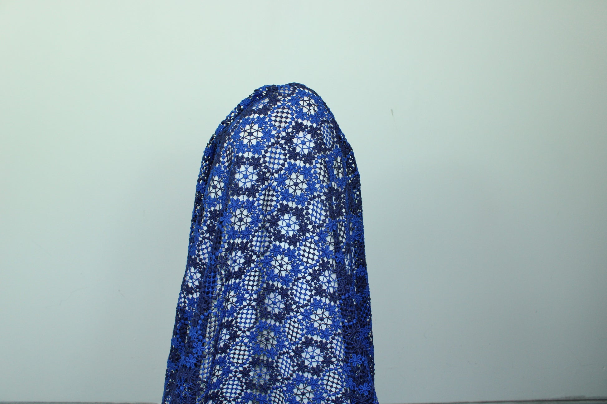 Tissu guipure à motif fleuri - bleu roi et bleu marine - photo 3/6 | So Tissus