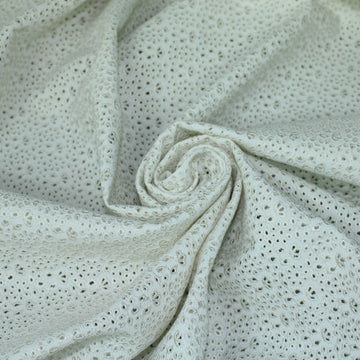 Tissu broderie anglaise épaisse - fleuri - blanc