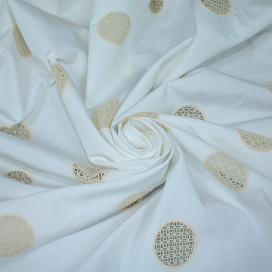 Tissu broderie anglaise - blanc et beige - photo 1/5 | So Tissus