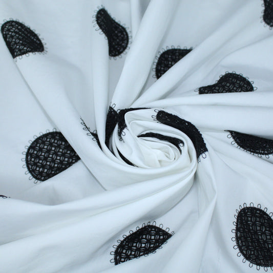 Tissu broderie anglaise - blanc et noir - photo 1/5 | So Tissus