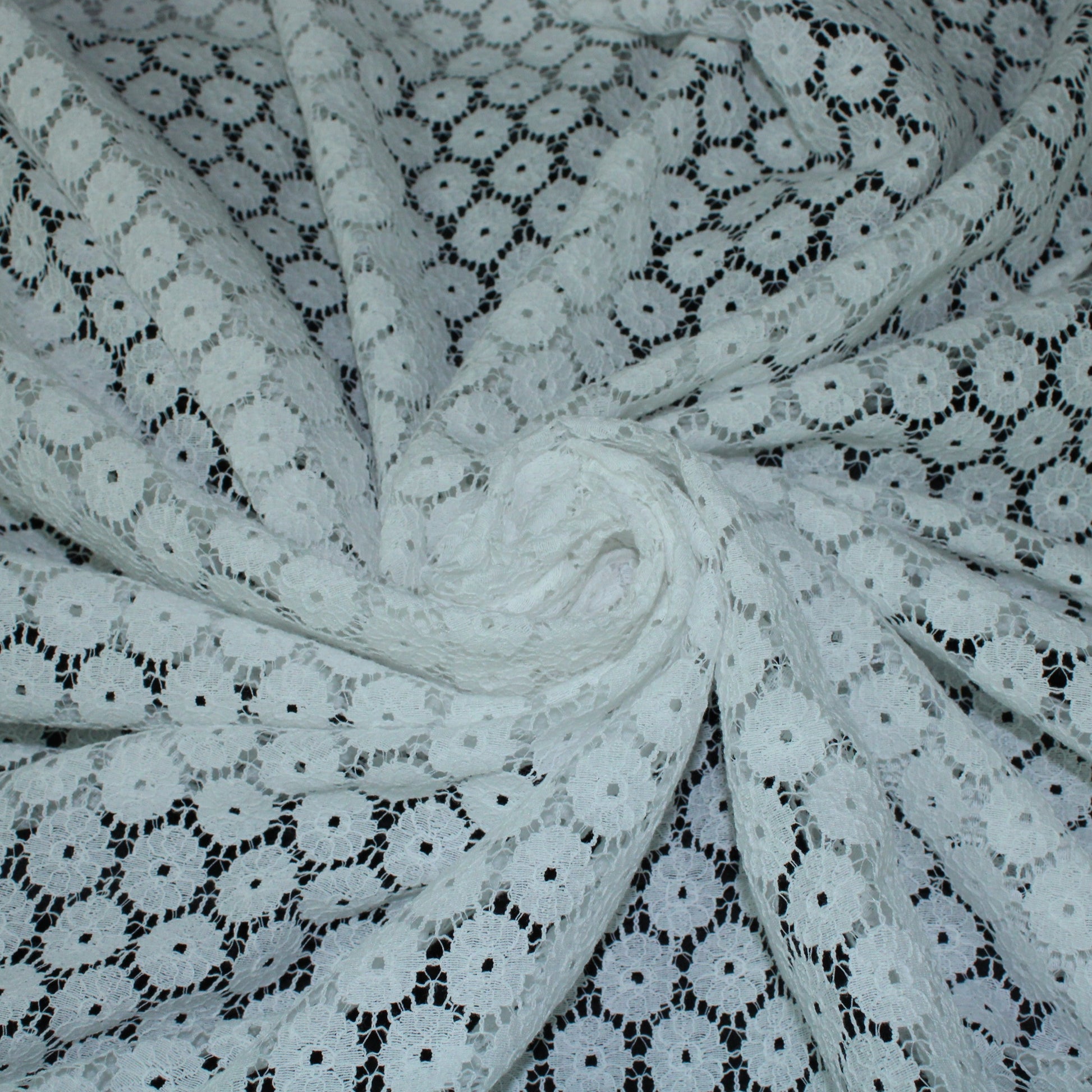 Tissu dentelle - motif circulaire - blanc - photo 1/5 | So Tissus