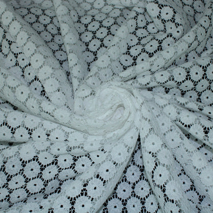 Tissu dentelle - motif circulaire - blanc - photo 1/5 | So Tissus