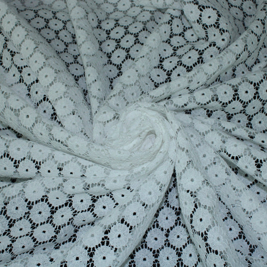 Tissu dentelle - motif circulaire - blanc - photo 1/5 | So Tissus