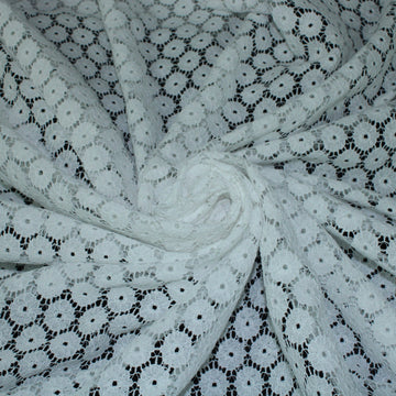 Tissu dentelle - motif circulaire - blanc