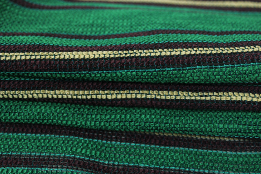 Tissu tweed à rayures - ton vert prairie