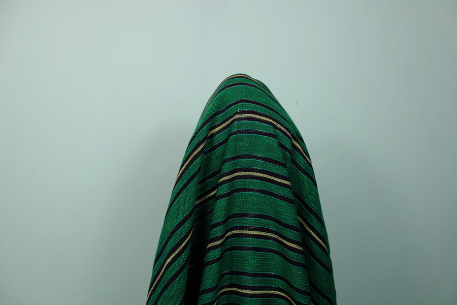 Tissu tweed à rayures - ton vert prairie