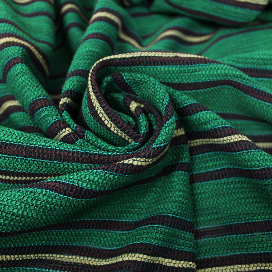 Tissu tweed à rayures - ton vert prairie