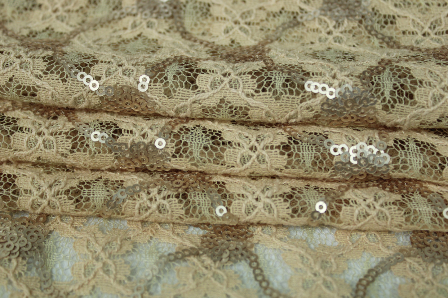 Tissus dentelle à paillettes - beige - photo 2/4 | So Tissus