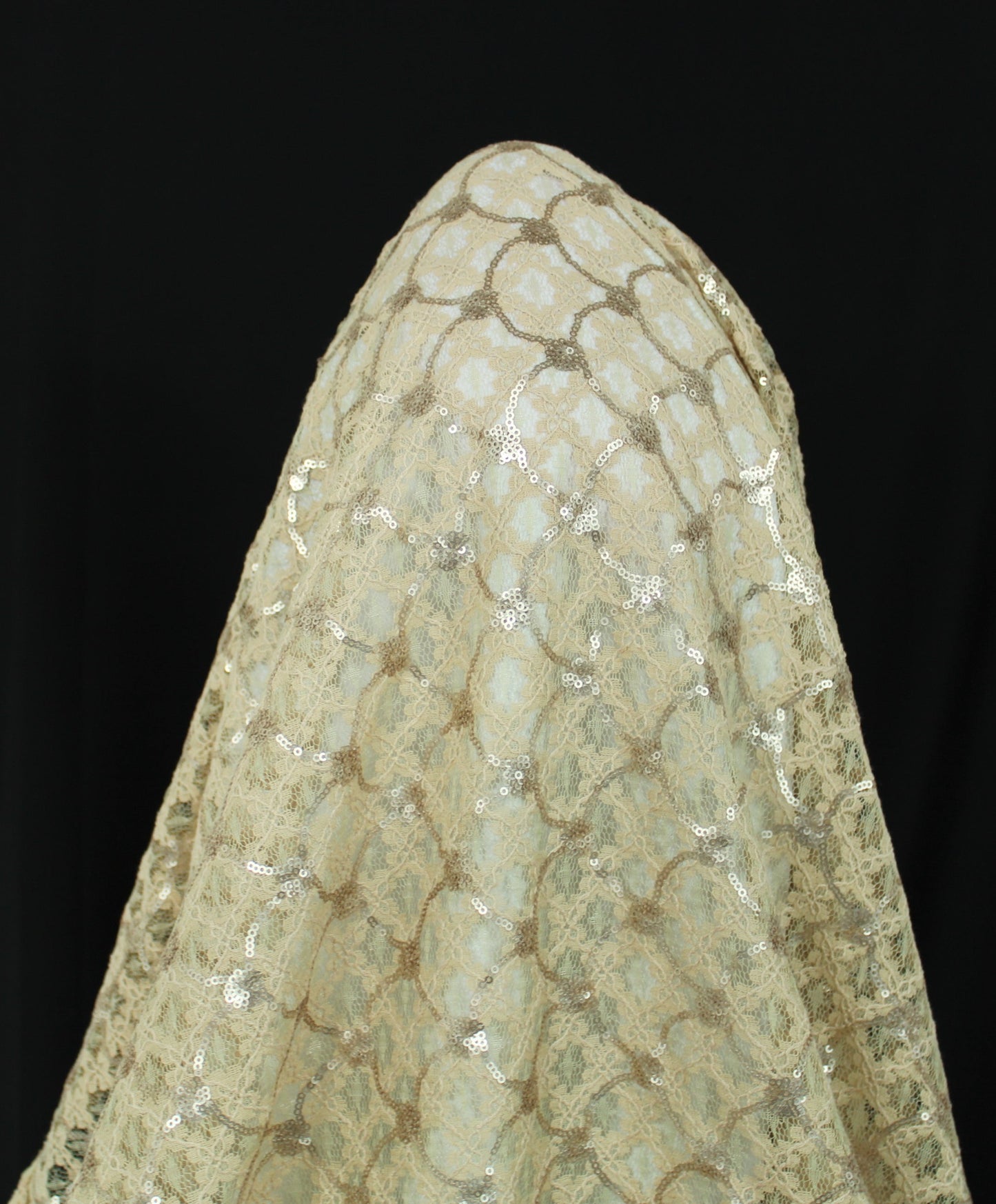 Tissus dentelle à paillettes - beige - photo 3/4 | So Tissus