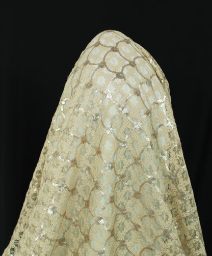 Tissus dentelle à paillettes - beige - photo 3/4 | So Tissus