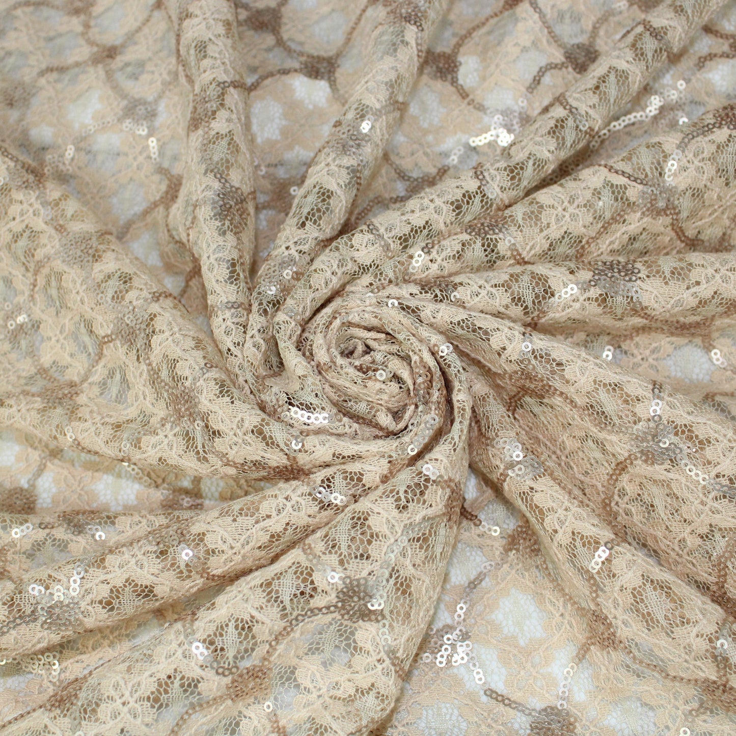 Tissus dentelle à paillettes - beige - photo 1/4 | So Tissus