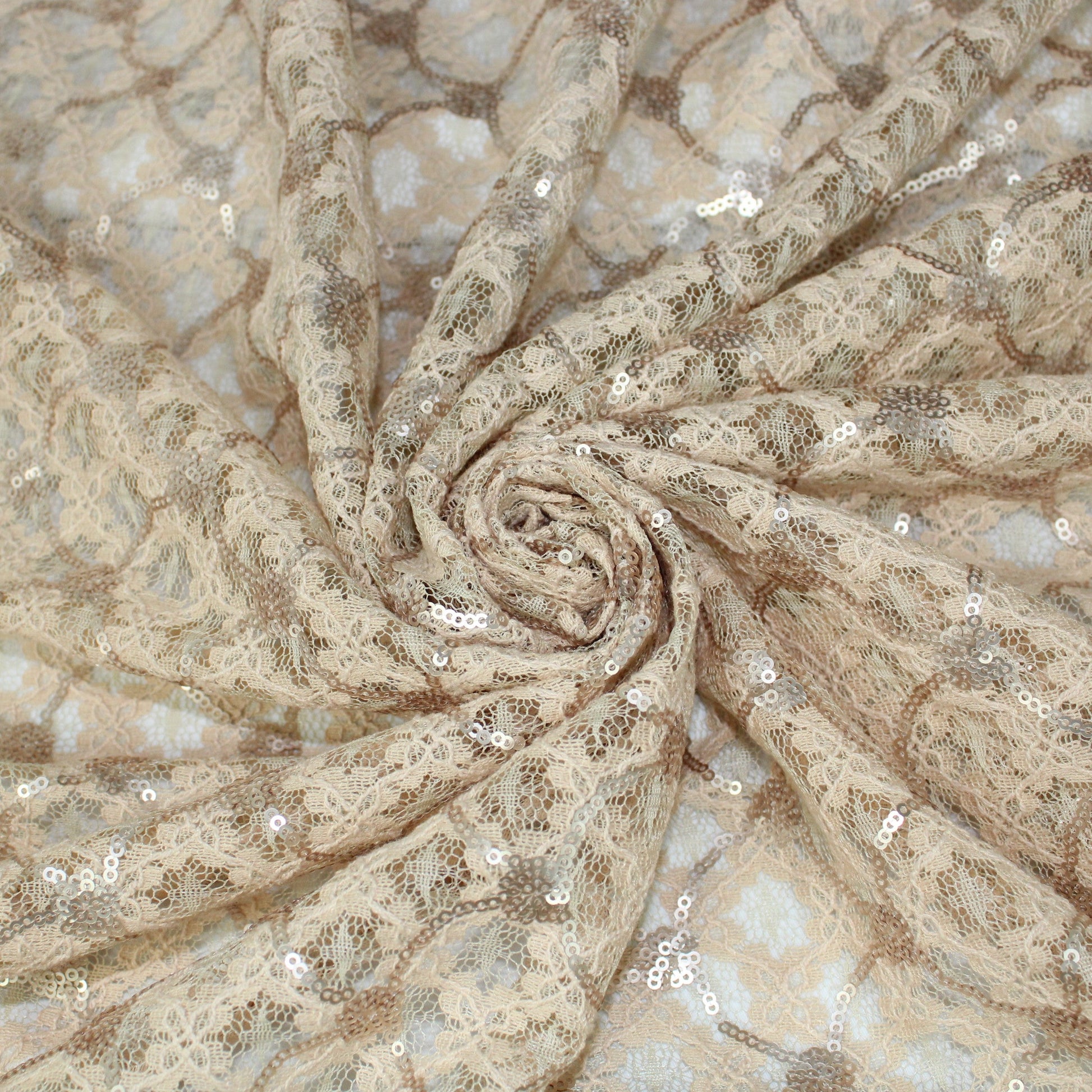 Tissus dentelle à paillettes - beige - photo 1/4 | So Tissus