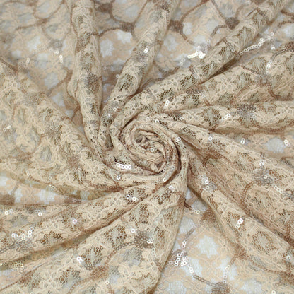 Tissus dentelle à paillettes - beige - photo 1/4 | So Tissus