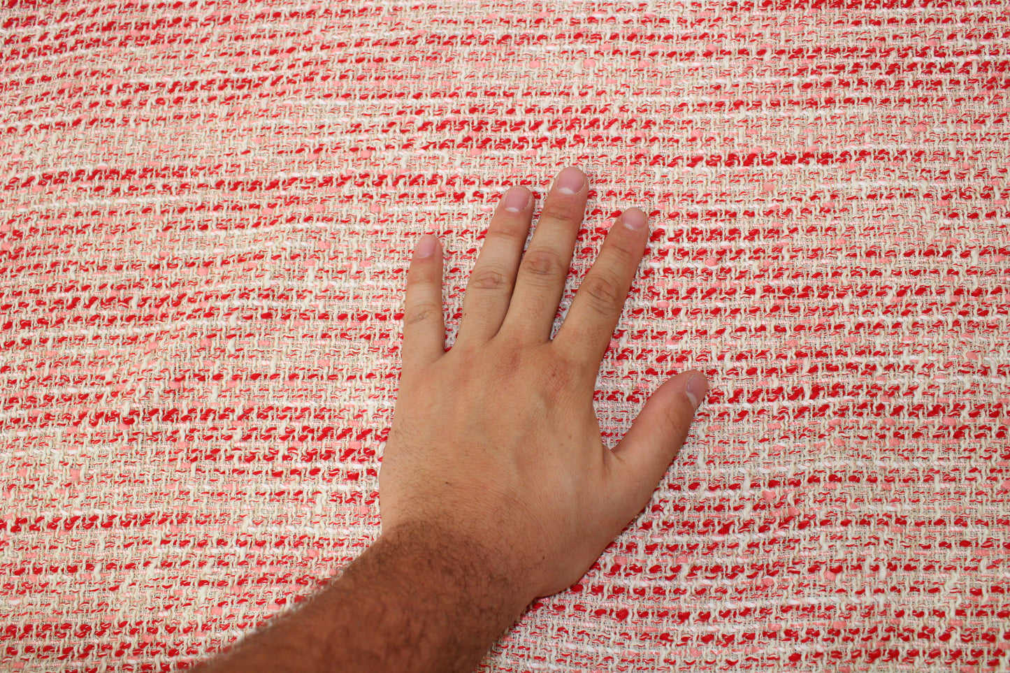Tissu tweed coton - ton rouge rose - photo 4/4 | So Tissus