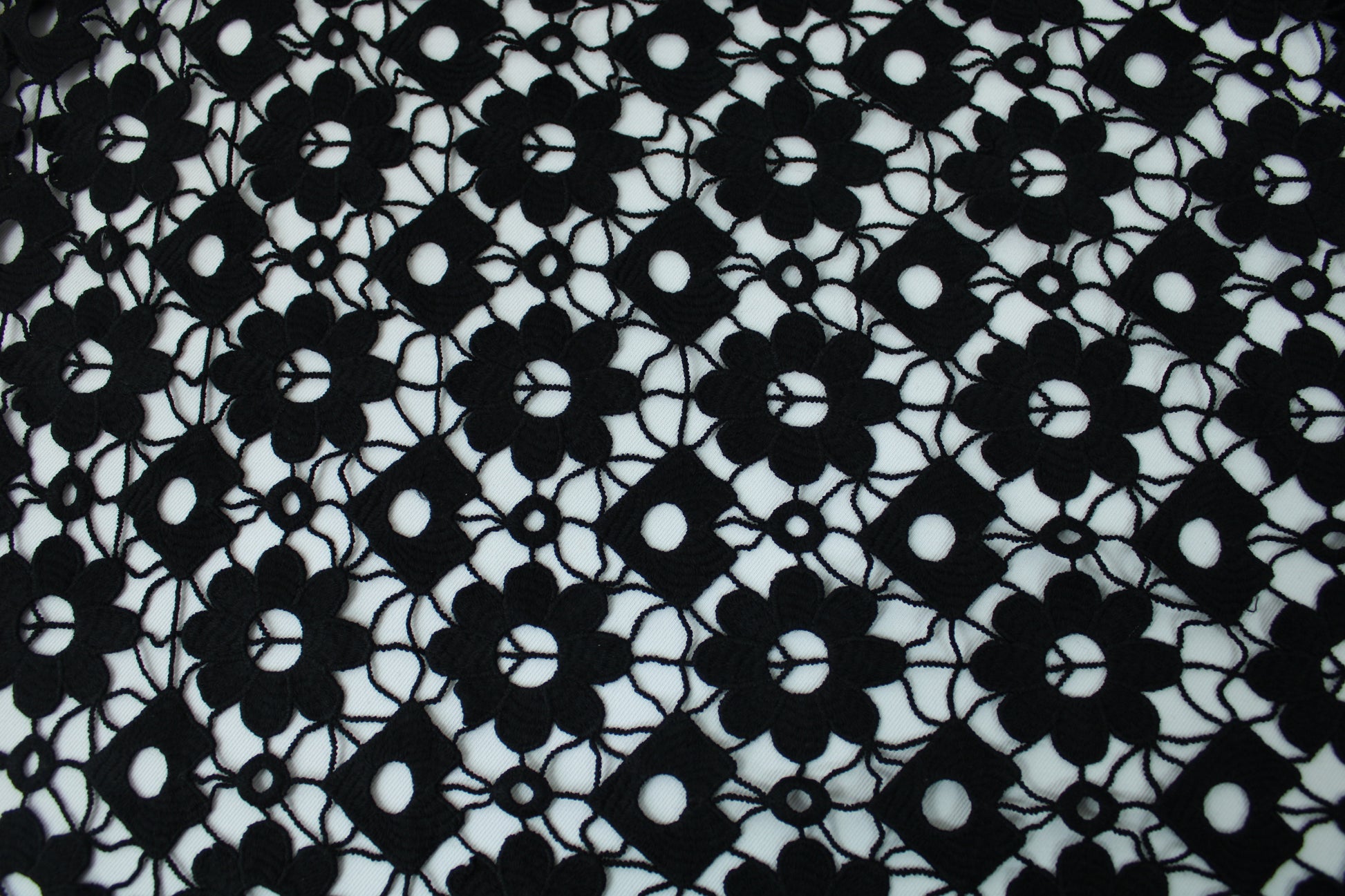 Tissu guipure à motif fleuri - noir - photo 5/5 | So Tissus