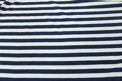 Tissu maille jersey - à rayures - bleu marine et blanc - photo 5/5 | So Tissus