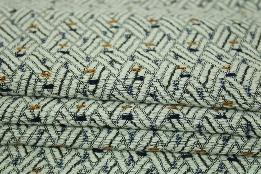 Tissu brocart - motif moucheté - ton écru