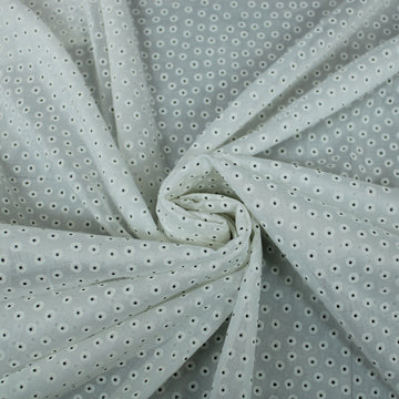 Tissu voile de coton - imprimé à pois - blanc et noir