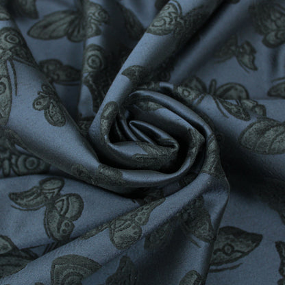 Tissu brocart motif papillons - ton bleu marine - photo 1/5 | So Tissus