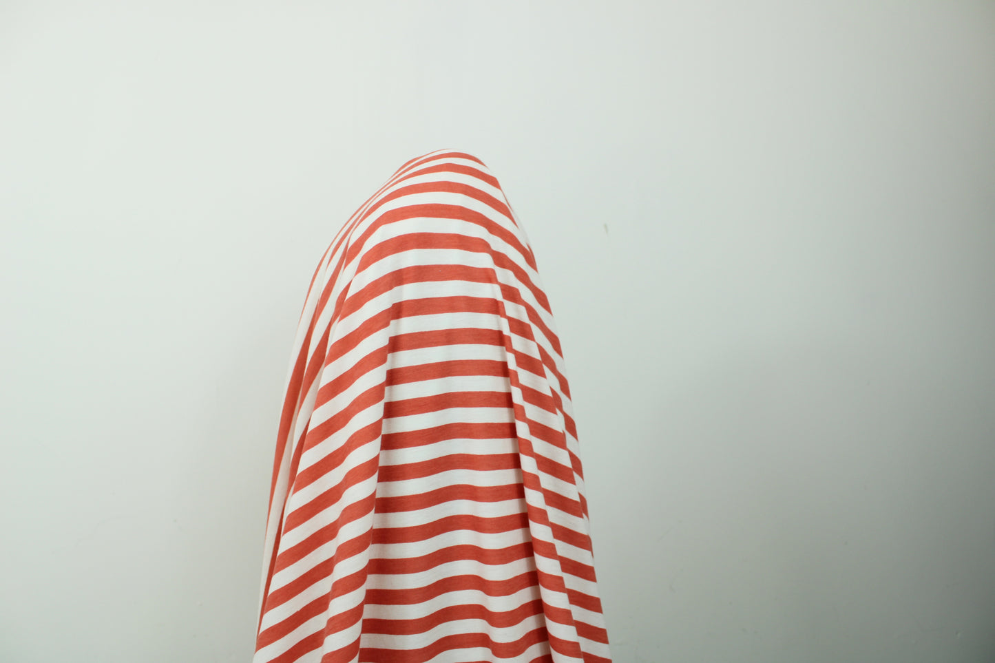 Tissu maille jersey - à rayures - corail et blanc - photo 3/5 | So Tissus