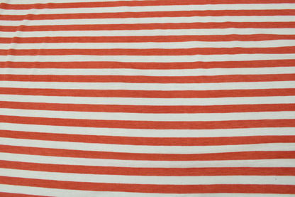 Tissu maille jersey - à rayures - corail et blanc - photo 5/5 | So Tissus