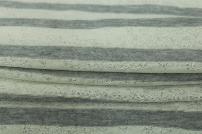 Tissu maille jersey - à rayures - gris et blanc - photo 2/5 | So Tissus