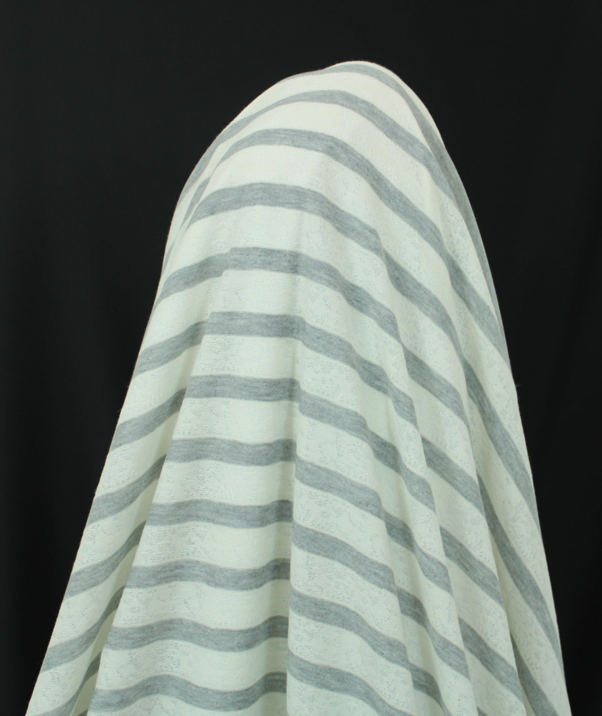Tissu maille jersey - à rayures - gris et blanc - photo 3/5 | So Tissus