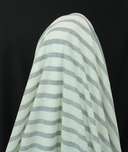 Tissu maille jersey - à rayures - gris et blanc - photo 3/5 | So Tissus