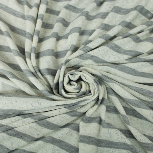 Tissu maille jersey - à rayures - gris et blanc - photo 1/5 | So Tissus