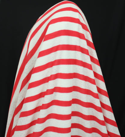 Tissu maille jersey - à rayures - rouge et blanc - photo 3/5 | So Tissus