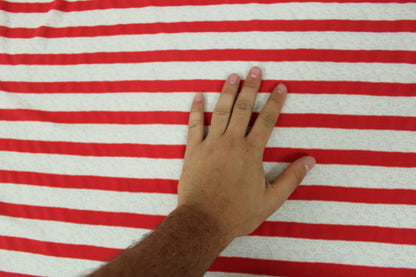 Tissu maille jersey - à rayures - rouge et blanc - photo 4/5 | So Tissus