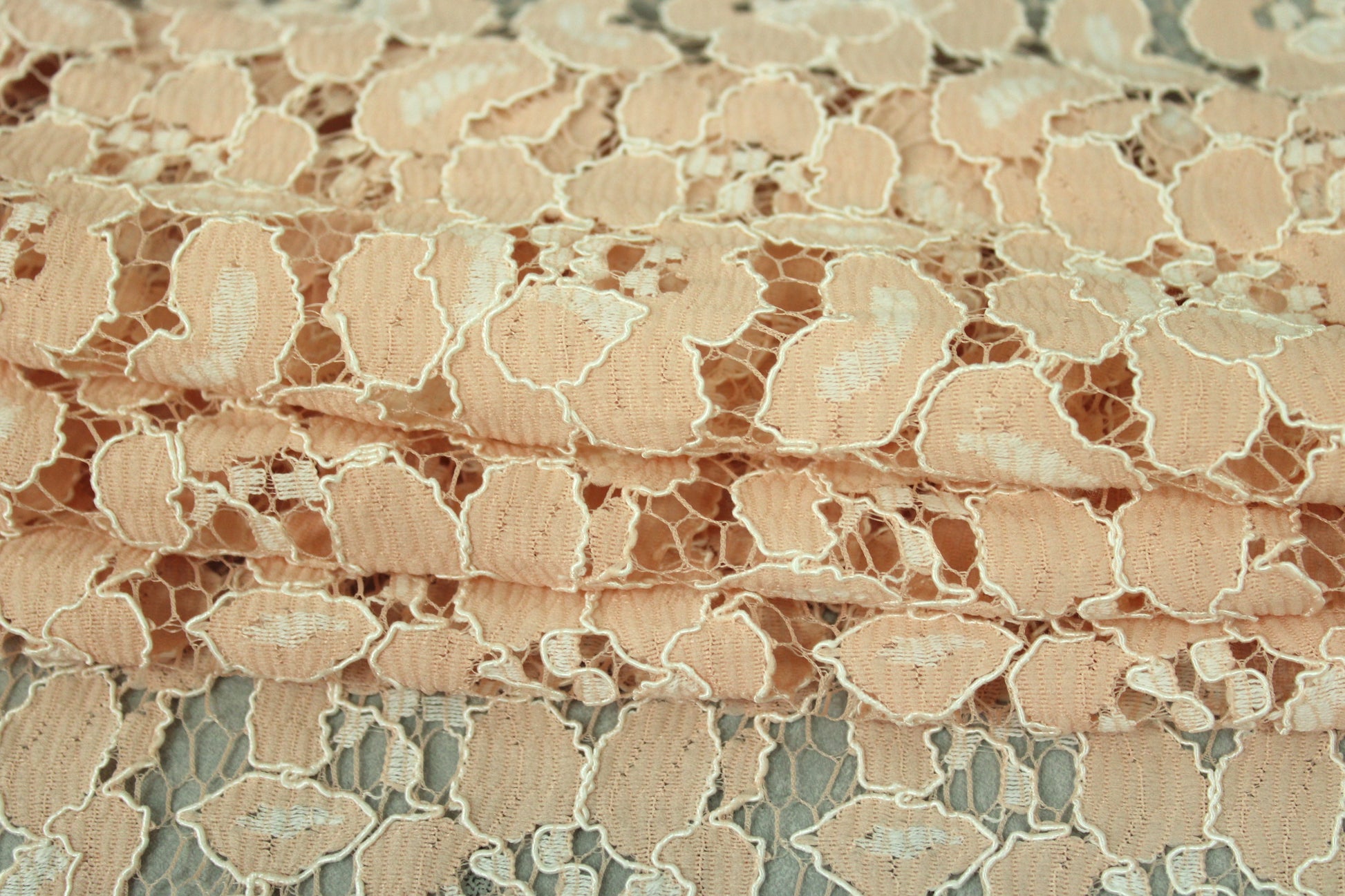 Tissu dentelle fleuri - rose pâle et blanc - photo 2/4 | So Tissus