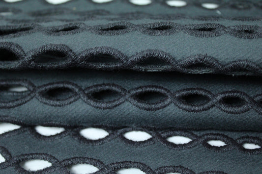 Tissu drap de laine brodé - gris souris foncé - photo 2/5 | So Tissus