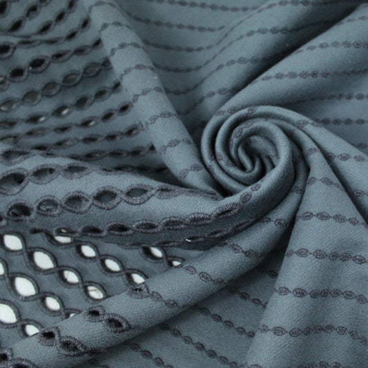 Tissu drap de laine brodé - gris souris foncé - photo 1/5 | So Tissus