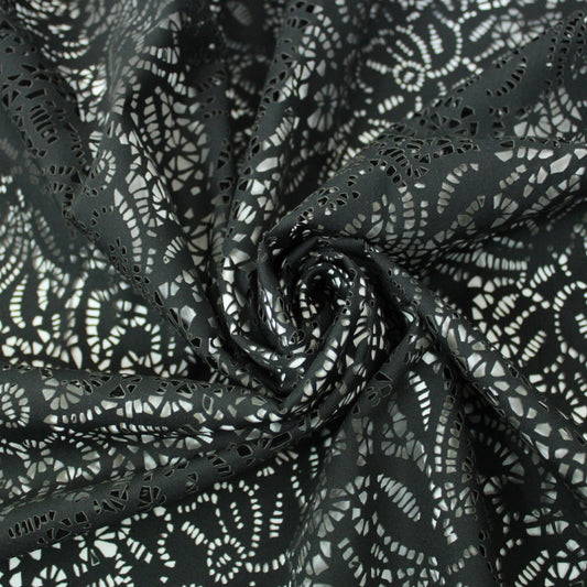 Tissu broderie anglaise au laser - noir - photo 1/5 | So Tissus