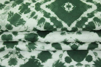 Tissu popeline coton - tie and dye - blanc et kaki - photo 2/5 | So Tissus
